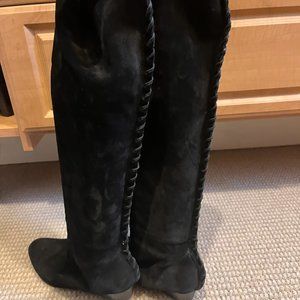 Michael Kors suede boots with leather stitching